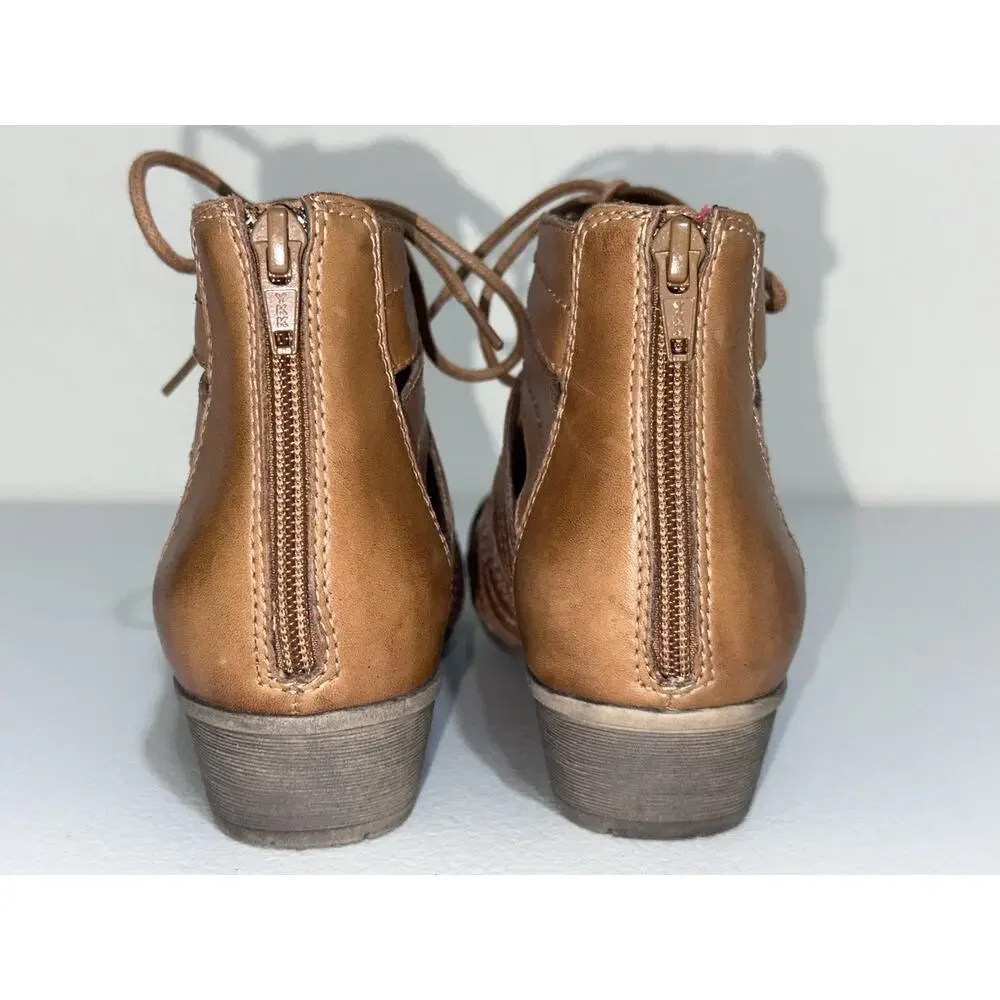 Rockport Cobb Hill “Gabby” Tan Brown Nubuck Leather Gladiator Sandals 8.5